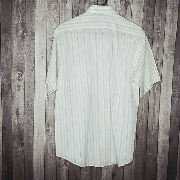 Adams Row Men's White Striped Short Sleeve Button Down Shirt - Picture 2 of 4